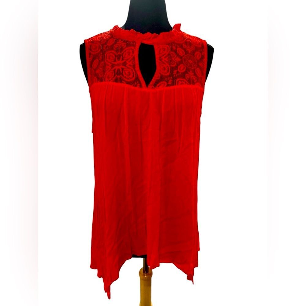 Women’s Plus Size Red Lace Women's Sleeveless Top by Soulmates-1X